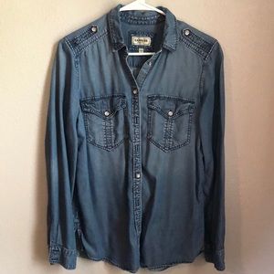 Express blue jean button down